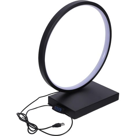 Lampe de Table LED Circulaire Noire en Fer, Style Moderne (1/5)