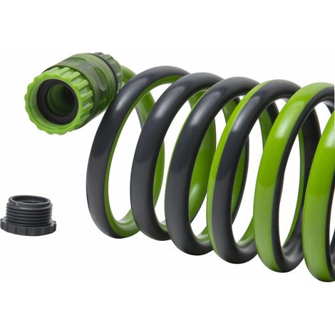 Werka Pro – Tuyau d'arrosage spirale 15 m – Diamètre intérieur ø12mm – Pression 2-4 bars – Inclus pistolet multijets 7 fonctions
