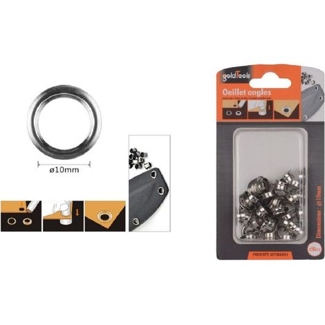 Kaela - Kit 50pz Occhiello Occhielli Metallici Foro ø10mm In Metallo Argento Pelle 90928 - (1/2)