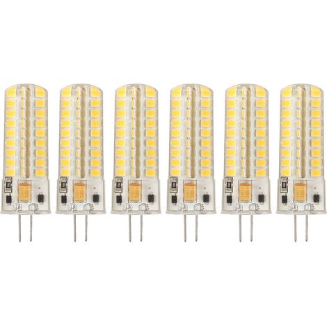 Lot de 6 ampoules LED G4 700 lm 7 W 72 LED, éclairage à 360°, en silicone, pour plafonnier ou applique murale, 12 V AC/DC, lumière chaude