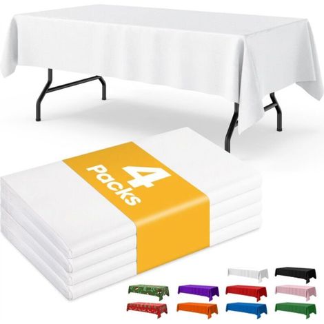 White tablecloth, disposable rectangular tablecloth for 6-foot tables, waterproof tablecloth for parties, holidays and meetings (1/4)