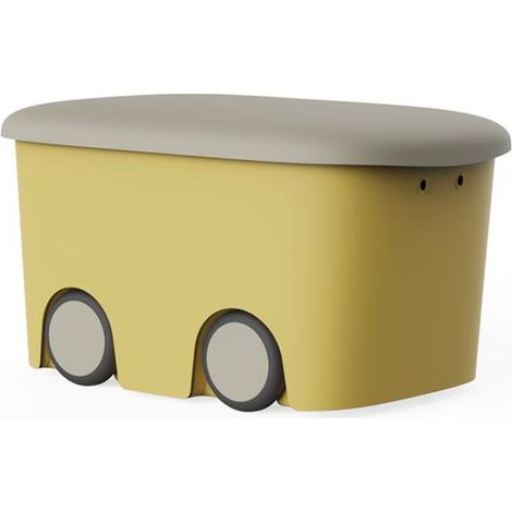 CAJA INFANTIL MULTIUSOS TAPA 58X38X32 CM 45L MOSTAZA (1/2)