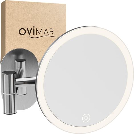 Miroir de maquillage Vorupor argenté avec lumières LED, tête de miroir magnétique et fabriqué pour coller au mur (1/5)