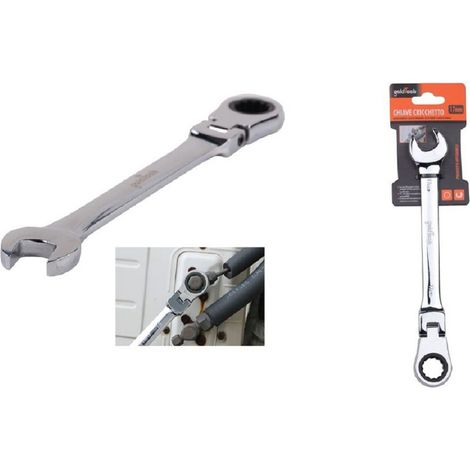 Trade Shop - Chiave A Cricchetto Combinata 17mm Testa Pieghevole Cromo Vanadio Utensile 91738 - (1/2)