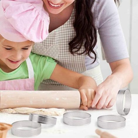32 Pièces Anneau de En Acier Inoxydable, Anneau de Mousse de Gâteau Perforé Résistant à La Chaleur Rond Double Anneau de Roulé (1/5)
