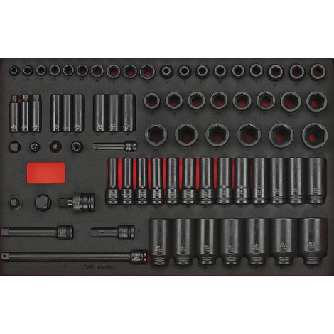 Jeu de douilles à choc Foam4x4 tray 1/2 3/8 8- 32mm 73 pièces Teng Tools TTEISK73