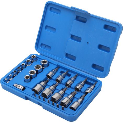 Jeu de 29 douilles étoile en acier chrome-vanadium, mâle-femelle moleté, kit d'entretien complet. (1/5)