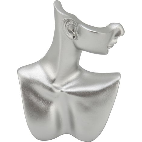 Mannequin de présentation de bijoux en résine argentée brillante, multifonctionnel, pour la décoration intérieure, buste pour boucles d'oreilles et colliers, taille M (1/5)