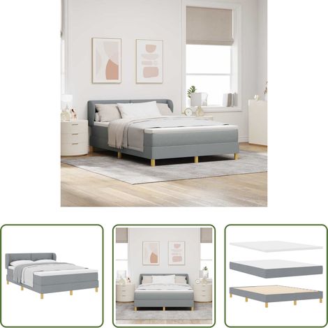 Matratze - Boxspringbett mit Matratze Hellgrau 140 x 190 cm Stoff (1/5)