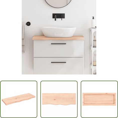 vidaXL Plan de travail en bois -  Comptoir de salle de bain 80x30x(2-4) cm bois massif non traité (1/5)