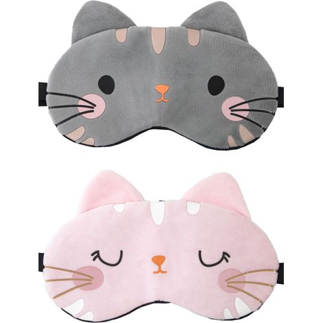 Masque de sommeil mignon en peluche, bandeau de voyage, masque de sommeil doux et amusant pour enfants, filles et adultes (1/5)