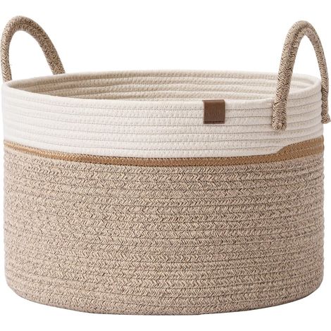Paniers de Rangement en Corde Tressée - Grand Panier en Coton, Panier à Linge pour ranger Couvertures, Jouets pour Enfants, Panier de Buanderie pour Vêtements Bébé (1/5)