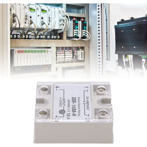 Relais statique monophasé 10 A (SSR), tension de commande 3-32 V CC (AC 24-480-480 V CC). (1/5)