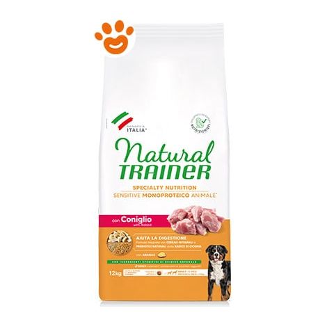 Natural Trainer Dog Sensitive No Gluten Adult Medium Maxi Coniglio - Sacco 12 Kg -