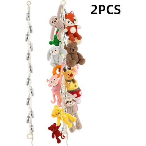 2 piezas, cuerda de algodón, colgador de fotos, estante para juguetes, incluye 20 clips, ideal para guardar fotos y muñecos, blanco, 200 cm (1/5)
