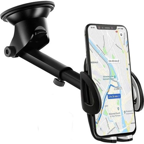 Support Telephone Voiture Tableau de Bord [2 en 1] Rotation 360° Universel Support Portable Voiture Ventouse pour Pare-Brise (1/4)