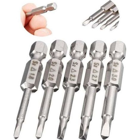 5Pcs Queue Hex Embouts de Tournevis Électriques à Tête Triangulaire Bits Set 50mm Embouts de Vissage Magnétique de Tige Hexagonale 6,35mm en Acier S2 à Pointe Triangle 1,8/ 2,0/ 2,3/ 2,7/ 3,0mm, (1/4)