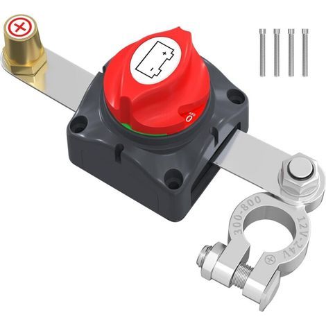 Batterietrennschalter für oben – 12 V–48 V, wasserdicht (12 V) – geeignet für Boote und Wohnmobile – 1 Stück, rot (1/5)
