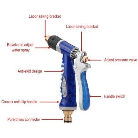 NALOOKAMIC Pistolet de lavage de voiture en mousse Pistolet pulvérisateur Lavage de voiture Outil d'arrosage de jardin Pistolet à eau haute pression (Bleu)
