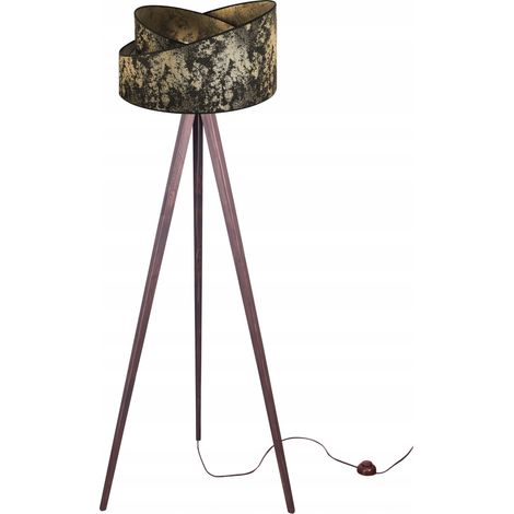 LAMPADA DA TERRA CON TREPPIEDE E PARALUME IN LEGNO (1/5)
