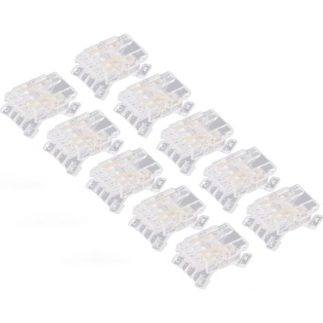 Lot de 10 connecteurs COB pour ruban LED, 10 mm, 3 broches, transparents et sans soudure, pour la maison, l'école ou le bureau.