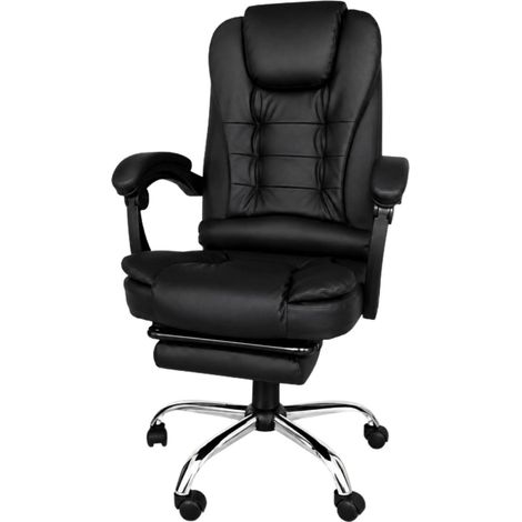 Ecoprice Sedia Ufficio Similpelle +PoggiaPiedi Relax Nero