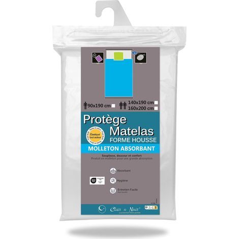 Protège Matelas 140x190 cm 100% Molleton Coton Polyester Absorbant et Hygiénique (1/5)