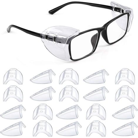 12 paires de protections latérales pour lunettes, protections latérales flexibles pour lunettes de sécurité. Convient aux lunettes de toutes tailles. Universel. (1/5)