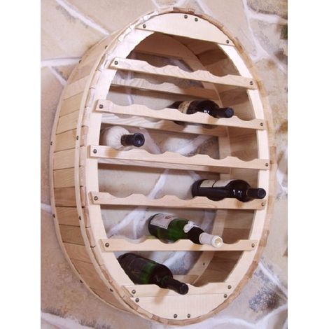 DanDiBo Weinregal Holz Wand Weinfass 24 Flaschen Natur Wandregal Flaschenregal Flaschenhalter Fass (1/4)
