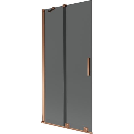 Mexen Velar paratia vasca da bagno scorrevole a 2 ante 90 x 150 cm, grafite, oro rosa - 896-090-000-41-60 (1/2)