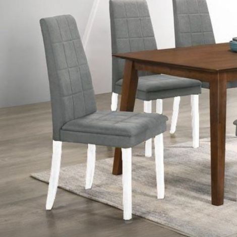 Sedia Tim in legno colore bianco e seduta in tessuto grigio set 2 pezzi (1/3)