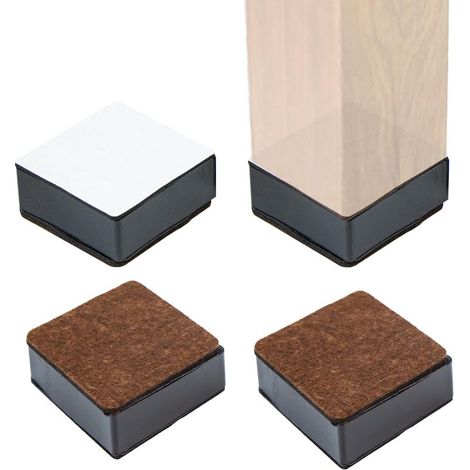 (Jeu De 4 Pièces Carrées Noires)Rehausseur Meuble Colonne De Meuble en Acier Au Carbone,Lève Meubles Autocollant,Lève Canapé,Lève Meubles 3cm pour Chaises,Armoires,Lits,Tables,Etc. (1/5)