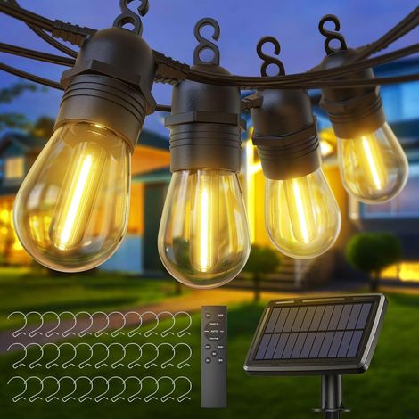 IP65 Guirlande Guinguette Extérieure Etanche Connectable, 16M 15 Ampoules S14 LED Guirlande Lumineuse Exterieure, Décoration Eté Mariage Jardin Patio Terrasse Pergola Blanc Chaud (1/5)