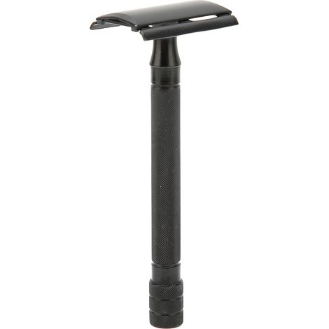 Rasoir de sûreté homme en acier inoxydable, manche ergonomique antidérapant avec brosse de rasage pour entretien barbe