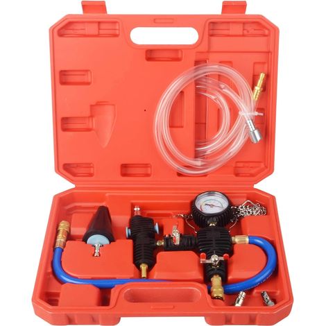 Set di attrezzi professionali per il sistema di raffreddamento del radiatore, con kit per lo spurgo sottovuoto e il riempimento del liquido refrigerante.
