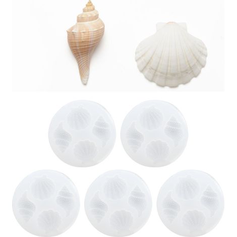 5 moules en silicone en forme de coquillage, miroir, époxy, pour la décoration de coques de téléphone et autres créations artisanales. (1/5)