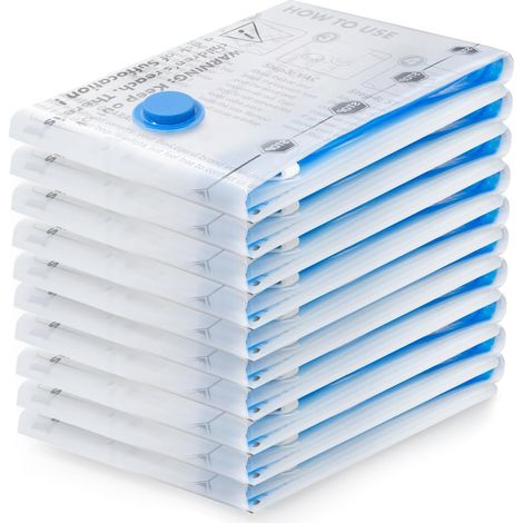 Sacs de Rangement Sous Vide Vêtements 10 Pièces 80x60cm Sac Sous Vide Aspirateur Housse de Rangement Sous Vide Voyage Réutilisables et Durables pour Couettes, Literie Oreillers (1/5)