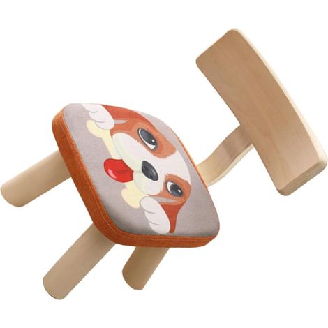 Tabouret pour Garçon et Filles de Maternelle Dossier en Bois, Taille Petite, Tissu Coton et Éponge, Anti-Chute, Motif Chiot, Chaise pour Tout-Petits à Domicile, Housse Amovible et Lavable (1/5)