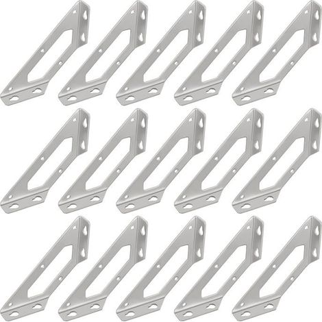 FUNSUEI Lot de 15 Connecteurs d'Angle, Équerre de Fixation en Inox, Fixation à 90°, Montage sur Étagère