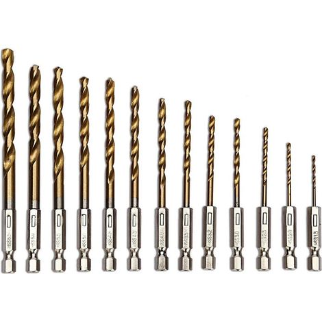 13 pièces Forets à Métaux de hélicoïdaux Perçage HSS(1.56.5mm) avec pointe en carbure et six pans bois à queue pour bois/plastique-Fei Yu (1/5)