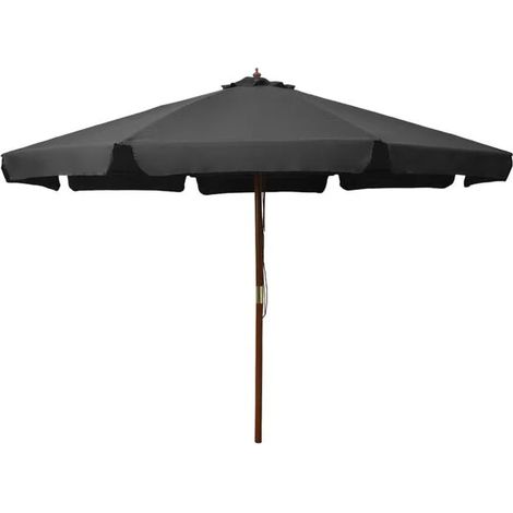 Parasol d'extérieur, mât en bois, 330 cm, gris anthracite (1/5)