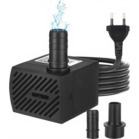 Mini pompe à eau, 4W Pompe d'aquarium ultra silencieuse, 280 L/H Petite pompe de fontaine, pour bacs à poissons, aquariums, fontaines de table, fontaines pour animaux, étang, jardin (1/5)
