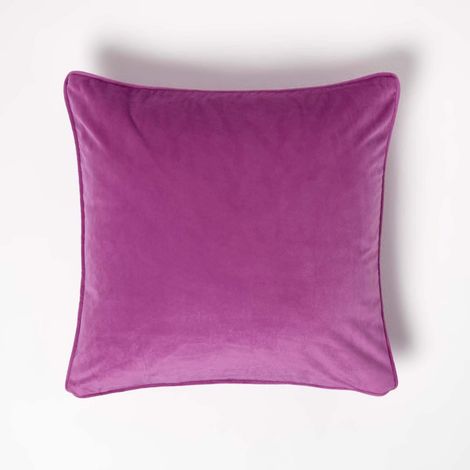 HOMESCAPES Hot Pink Filled Velvet Cushion with Piped Edge 46 x 46 cm (1/5)