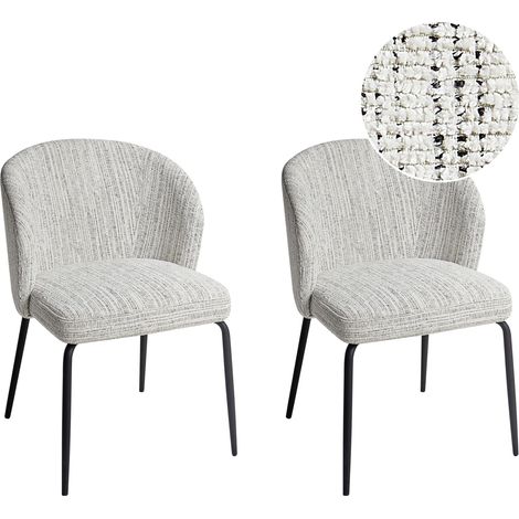 Conjunto de 2 sillas de comedor tapicería de tela asiento acolchado patas de hierro blanco Zana (1/5)