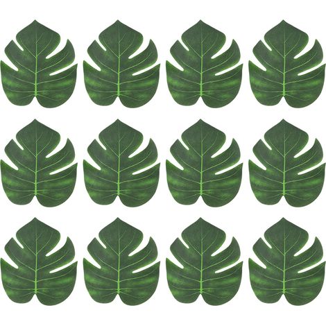 12 Pièces Feuilles de Palmier Artificielles Vertes Tropicales pour Décorations DIY et Guirlandes (1/5)