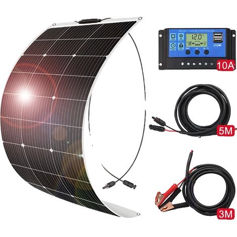 Panneau Solaire, 100W Flexible, Design Monocristallin, NOUVEAU Kit 100W (1/2)