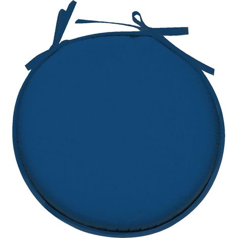 Coussin de chaise rond bleu 40 cm avec nouettes (1/2)