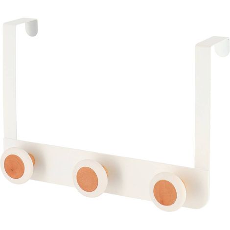 Patere metal et bois 3 crochets - blanc - Tendance (1/4)