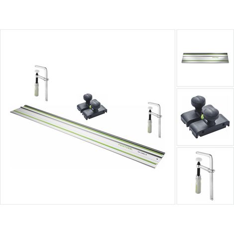 Festool FS 1400/2 carril guía 1400 mm ( 491498 ) + 2x FSZ 120 abrazadera de tornillo ( 489570 ) + FS-OF 1400 tope guía ( 492601 ) (1/5)