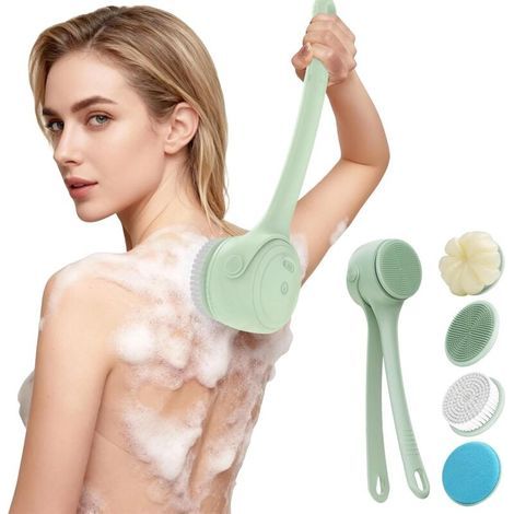 Brosse de massage électrique pour le dos - étanche - rechargeable - nettoyage en profondeur, poils doux adaptés aux peaux sensibles